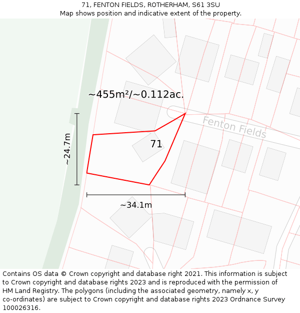 71, FENTON FIELDS, ROTHERHAM, S61 3SU: Plot and title map