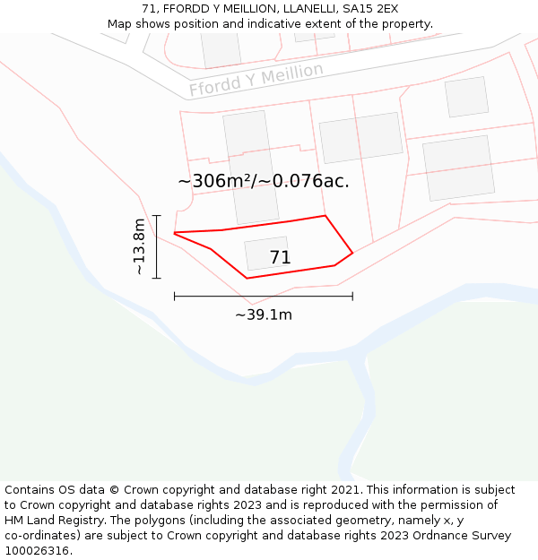 71, FFORDD Y MEILLION, LLANELLI, SA15 2EX: Plot and title map