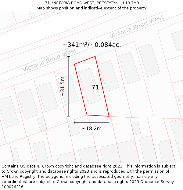 71, VICTORIA ROAD WEST, PRESTATYN, LL19 7AB: Plot and title map