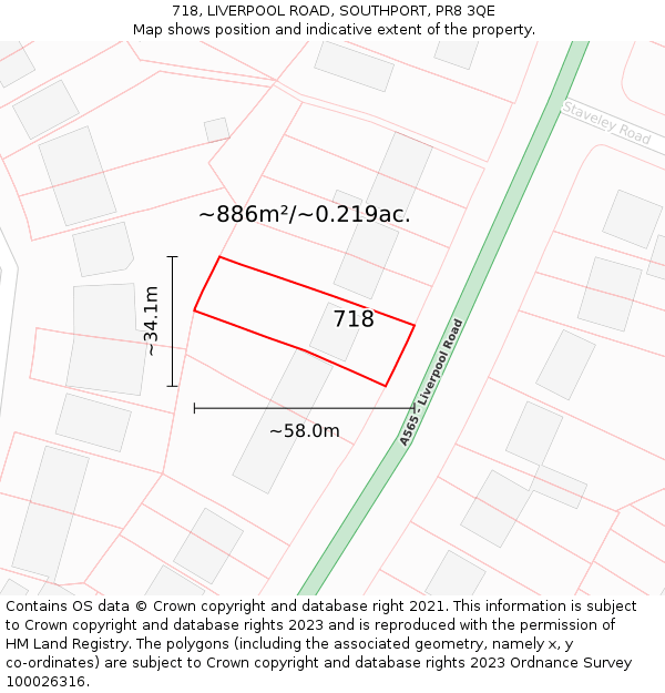 718, LIVERPOOL ROAD, SOUTHPORT, PR8 3QE: Plot and title map