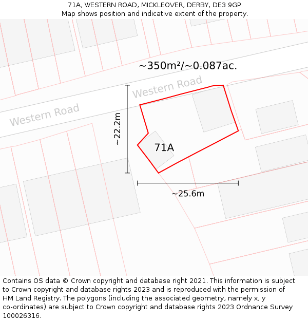 71A, WESTERN ROAD, MICKLEOVER, DERBY, DE3 9GP: Plot and title map