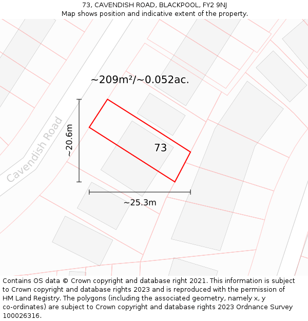 73, CAVENDISH ROAD, BLACKPOOL, FY2 9NJ: Plot and title map