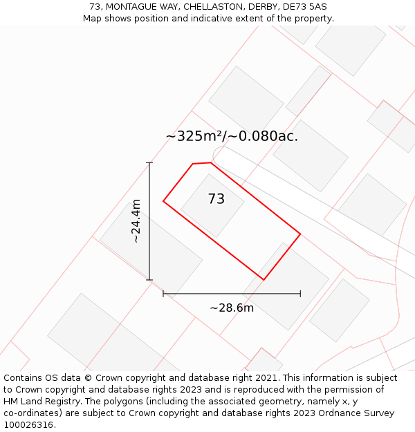 73, MONTAGUE WAY, CHELLASTON, DERBY, DE73 5AS: Plot and title map