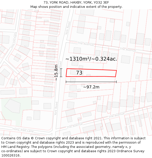 73, YORK ROAD, HAXBY, YORK, YO32 3EF: Plot and title map