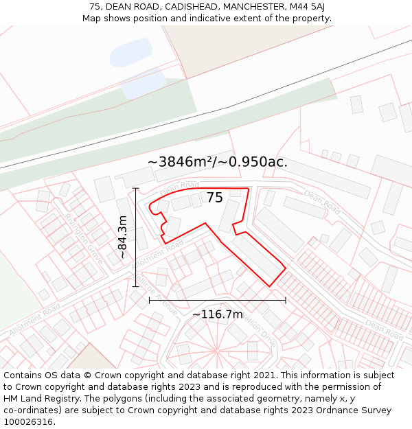 75, DEAN ROAD, CADISHEAD, MANCHESTER, M44 5AJ: Plot and title map