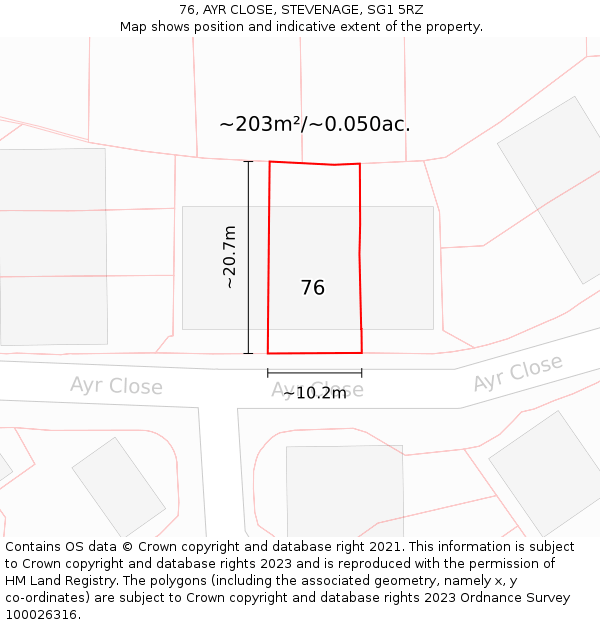 76, AYR CLOSE, STEVENAGE, SG1 5RZ: Plot and title map