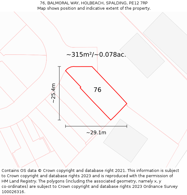 76, BALMORAL WAY, HOLBEACH, SPALDING, PE12 7RP: Plot and title map