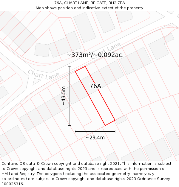 76A, CHART LANE, REIGATE, RH2 7EA: Plot and title map