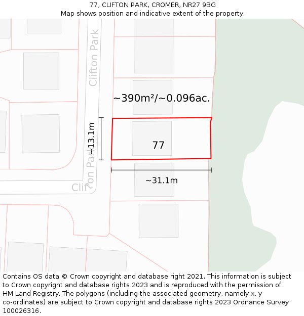 77, CLIFTON PARK, CROMER, NR27 9BG: Plot and title map