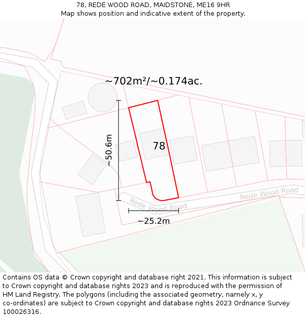 78, REDE WOOD ROAD, MAIDSTONE, ME16 9HR: Plot and title map