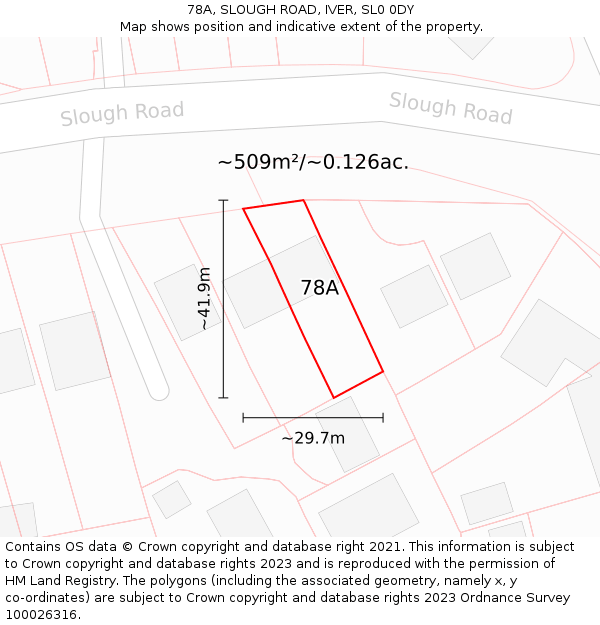 78A, SLOUGH ROAD, IVER, SL0 0DY: Plot and title map