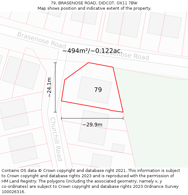 79, BRASENOSE ROAD, DIDCOT, OX11 7BW: Plot and title map