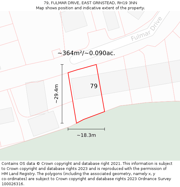 79, FULMAR DRIVE, EAST GRINSTEAD, RH19 3NN: Plot and title map