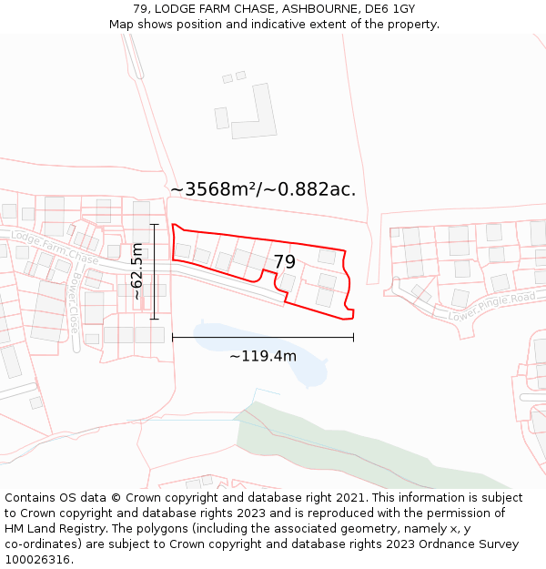 79, LODGE FARM CHASE, ASHBOURNE, DE6 1GY: Plot and title map