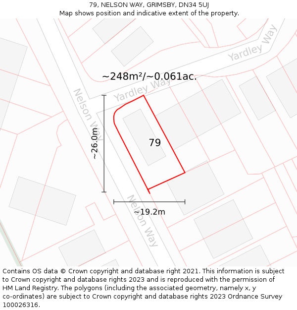 79, NELSON WAY, GRIMSBY, DN34 5UJ: Plot and title map