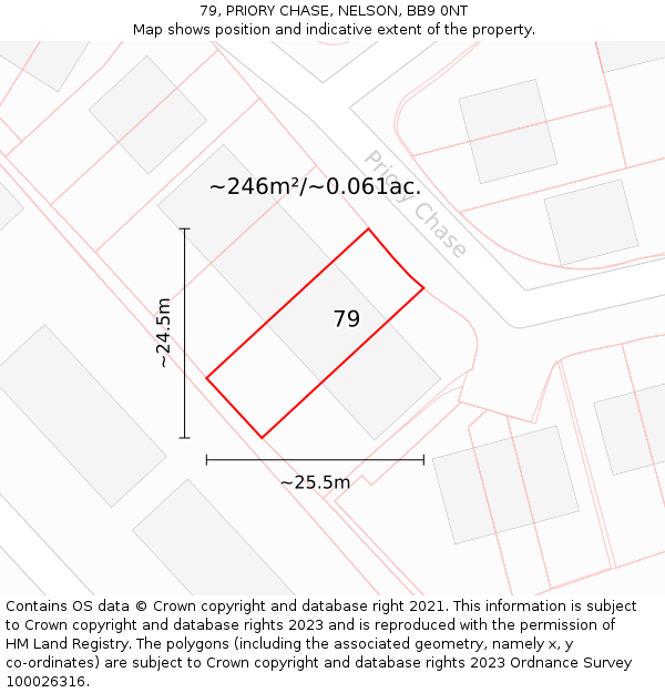 79, PRIORY CHASE, NELSON, BB9 0NT: Plot and title map