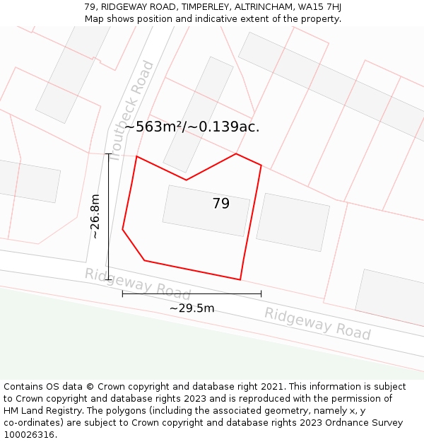 79, RIDGEWAY ROAD, TIMPERLEY, ALTRINCHAM, WA15 7HJ: Plot and title map