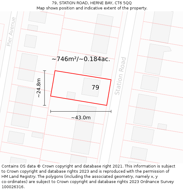 79, STATION ROAD, HERNE BAY, CT6 5QQ: Plot and title map