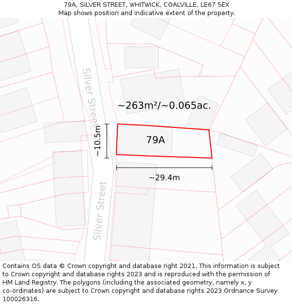 79A, SILVER STREET, WHITWICK, COALVILLE, LE67 5EX: Plot and title map