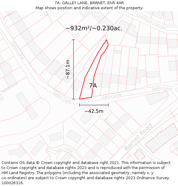 7A, GALLEY LANE, BARNET, EN5 4AR: Plot and title map