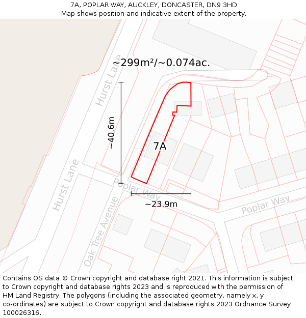 7A, POPLAR WAY, AUCKLEY, DONCASTER, DN9 3HD: Plot and title map