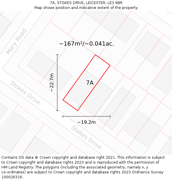 7A, STOKES DRIVE, LEICESTER, LE3 9BR: Plot and title map