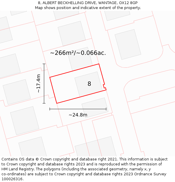 8, ALBERT BECKHELLING DRIVE, WANTAGE, OX12 8GP: Plot and title map