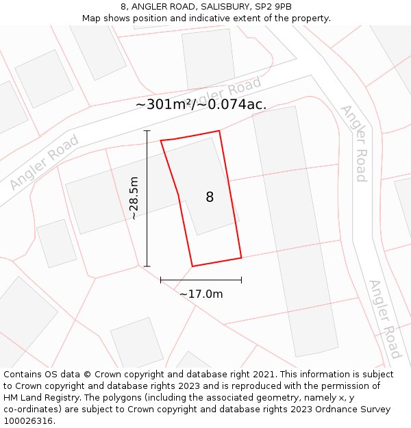 8, ANGLER ROAD, SALISBURY, SP2 9PB: Plot and title map