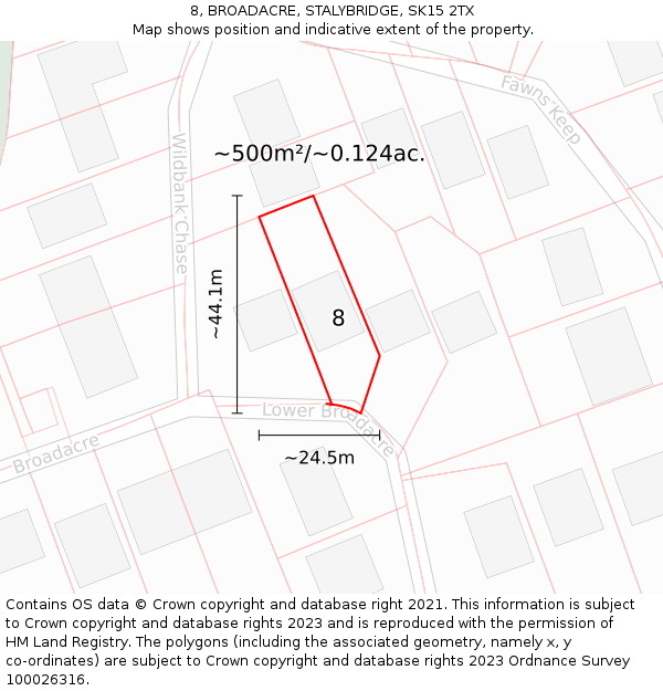 8, BROADACRE, STALYBRIDGE, SK15 2TX: Plot and title map