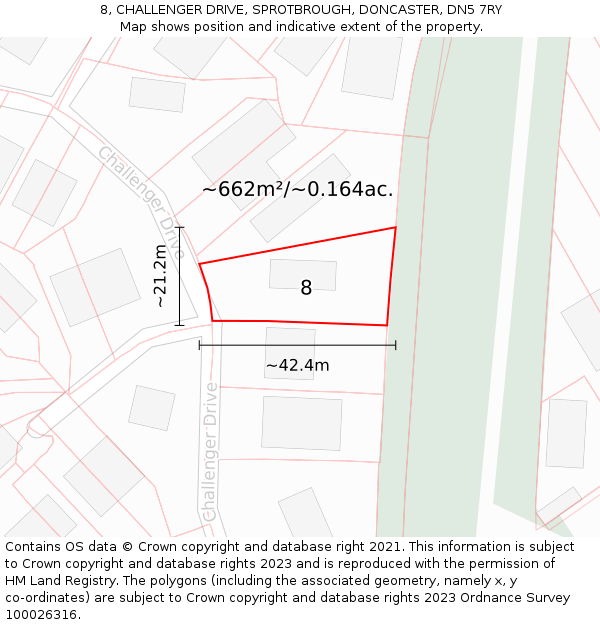 8, CHALLENGER DRIVE, SPROTBROUGH, DONCASTER, DN5 7RY: Plot and title map