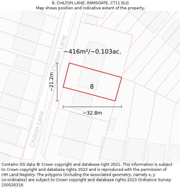 8, CHILTON LANE, RAMSGATE, CT11 0LG: Plot and title map