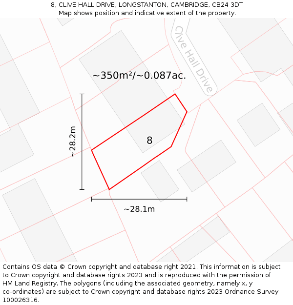 8, CLIVE HALL DRIVE, LONGSTANTON, CAMBRIDGE, CB24 3DT: Plot and title map