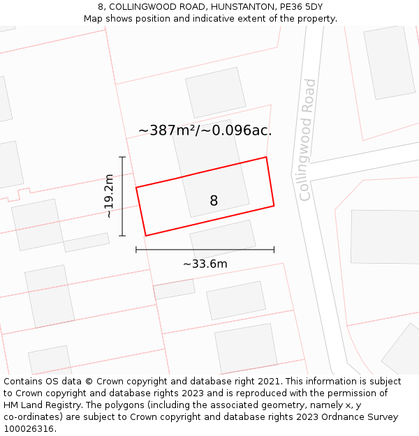 8, COLLINGWOOD ROAD, HUNSTANTON, PE36 5DY: Plot and title map