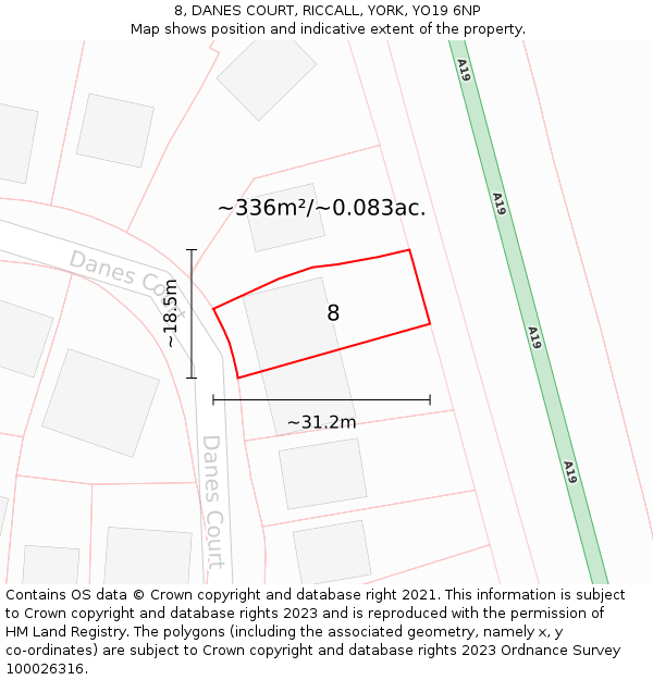 8, DANES COURT, RICCALL, YORK, YO19 6NP: Plot and title map