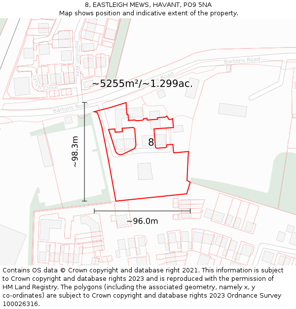 8, EASTLEIGH MEWS, HAVANT, PO9 5NA: Plot and title map