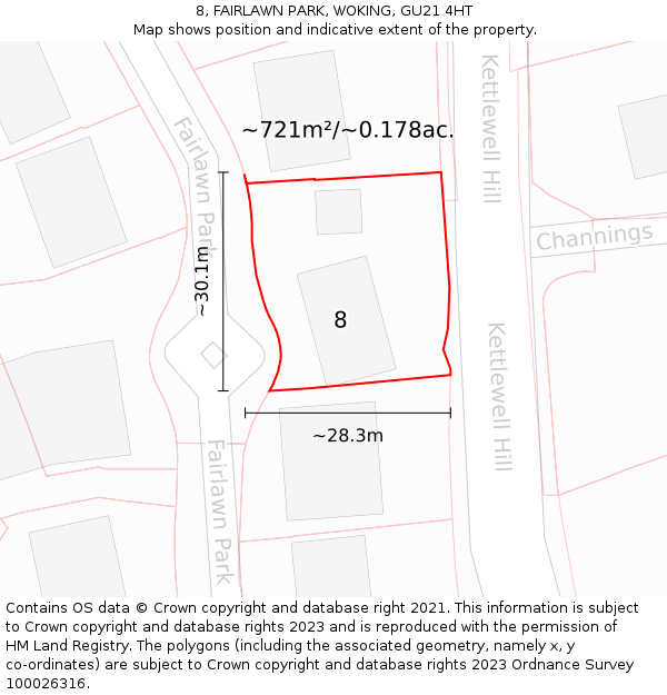 8, FAIRLAWN PARK, WOKING, GU21 4HT: Plot and title map