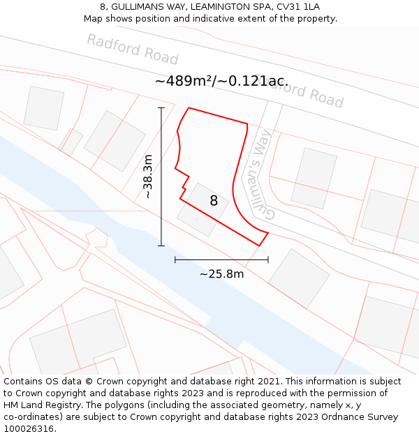 8, GULLIMANS WAY, LEAMINGTON SPA, CV31 1LA: Plot and title map