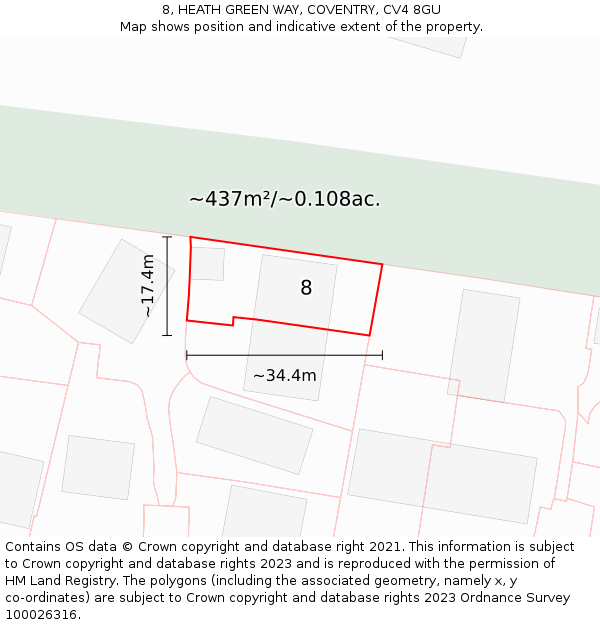 8, HEATH GREEN WAY, COVENTRY, CV4 8GU: Plot and title map