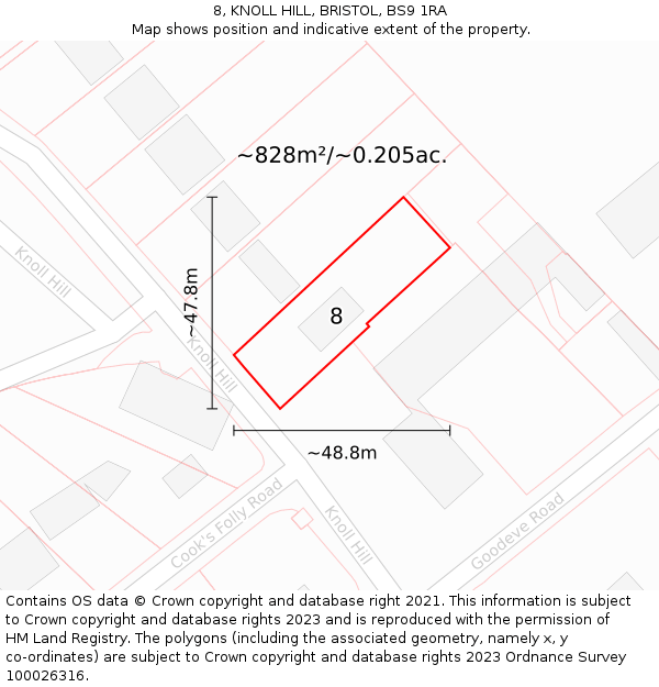 8, KNOLL HILL, BRISTOL, BS9 1RA: Plot and title map