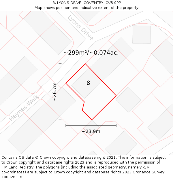 8, LYONS DRIVE, COVENTRY, CV5 9PP: Plot and title map