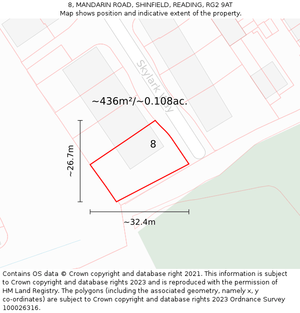 8, MANDARIN ROAD, SHINFIELD, READING, RG2 9AT: Plot and title map