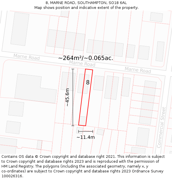 8, MARNE ROAD, SOUTHAMPTON, SO18 6AL: Plot and title map