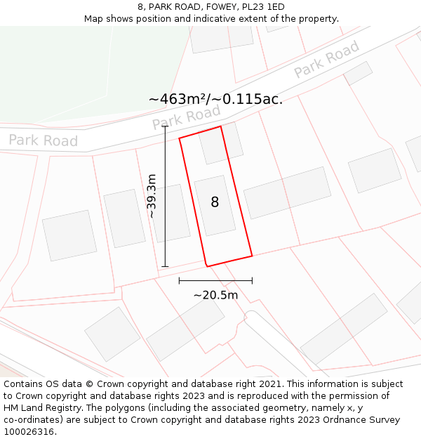 8, PARK ROAD, FOWEY, PL23 1ED: Plot and title map