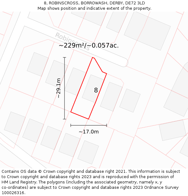 8, ROBINSCROSS, BORROWASH, DERBY, DE72 3LD: Plot and title map