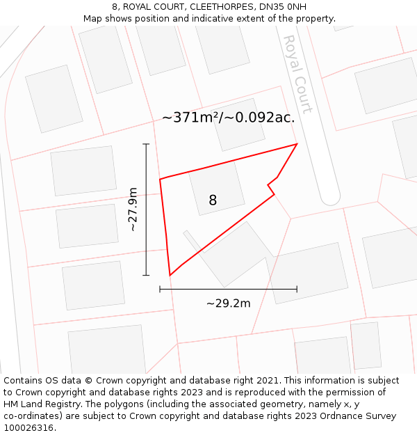 8, ROYAL COURT, CLEETHORPES, DN35 0NH: Plot and title map