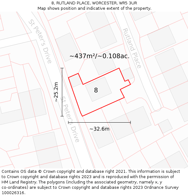 8, RUTLAND PLACE, WORCESTER, WR5 3UR: Plot and title map