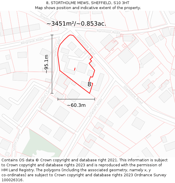 8, STORTHOLME MEWS, SHEFFIELD, S10 3HT: Plot and title map