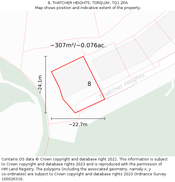 8, THATCHER HEIGHTS, TORQUAY, TQ1 2PA: Plot and title map