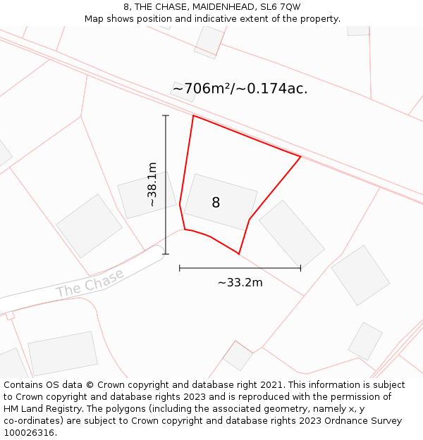 8, THE CHASE, MAIDENHEAD, SL6 7QW: Plot and title map