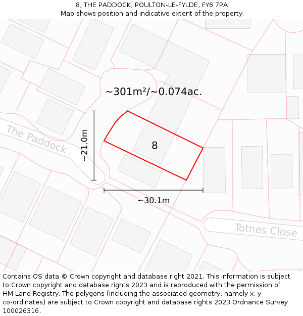 8, THE PADDOCK, POULTON-LE-FYLDE, FY6 7PA: Plot and title map